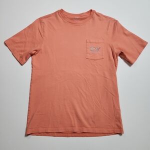 Vineyard Vines Boys 16 Whale Logo T-Shirt Coral Orange (Fits Men’s Small)